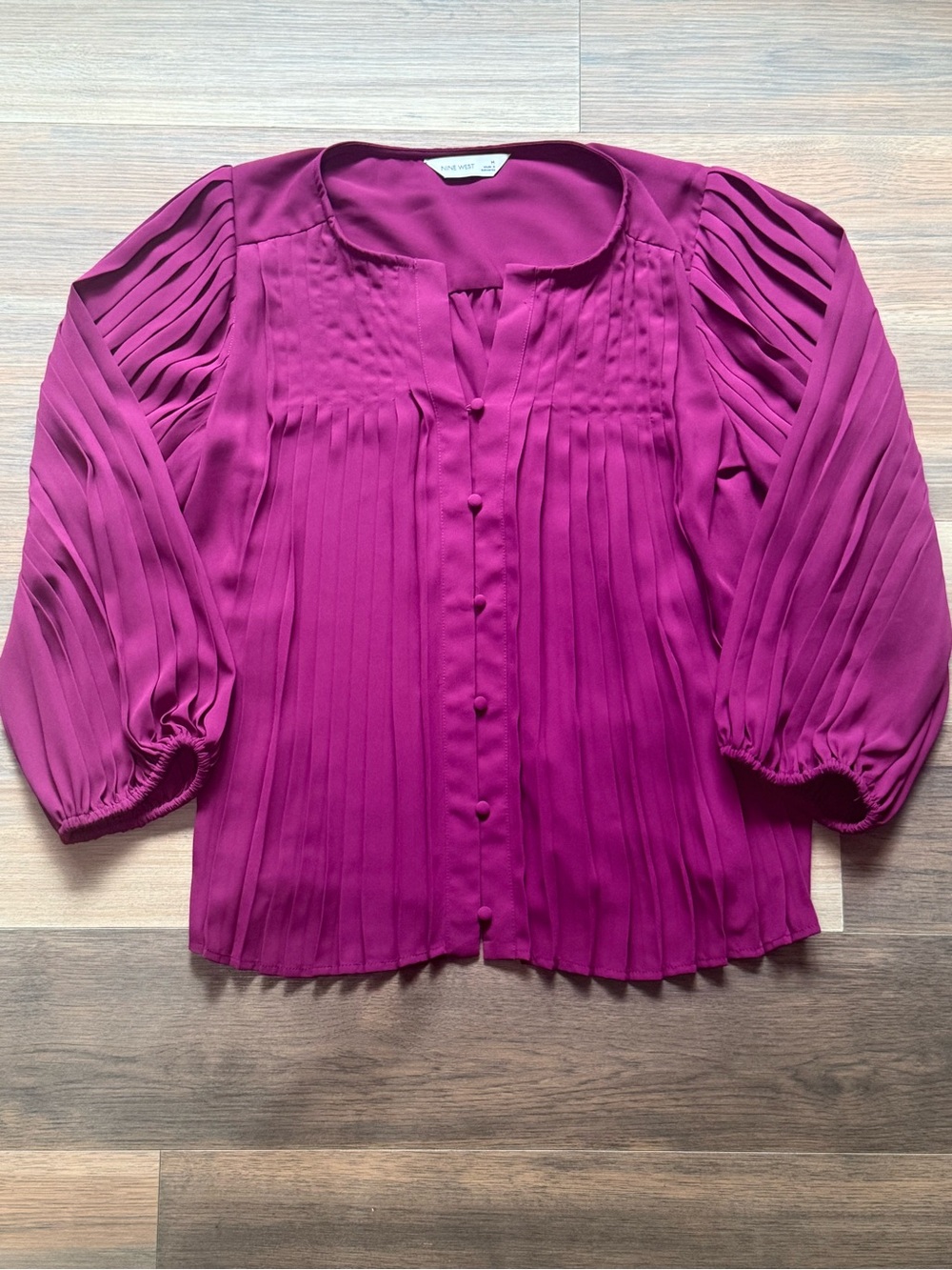 Nine West Pleated Magenta Women’s Blouse